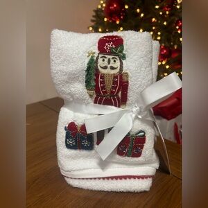 Festive Nutcracker Embroidered Towels set of 2